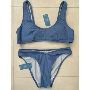 Cupshe Swim M/L Bikini Set Swimsuit Ribbed Swimwear